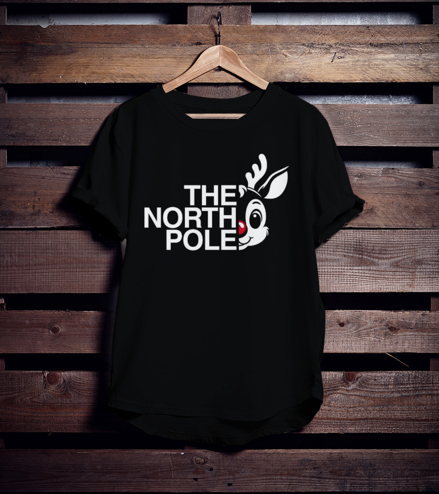The North Pole Christmas Rudolph Reindeer Face T-Shirt