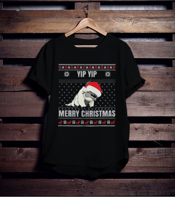 Yip Yip Merry Christmas Santa Hat Christmas Sweater Reindeer Snowflakes T-Shirt