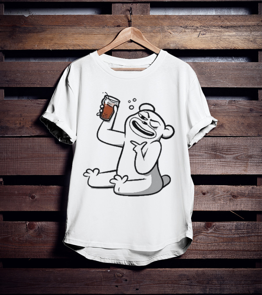 Cotton Bureau Root Bear Cartoon With Beverage T-Shirt