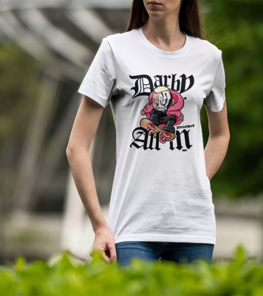 Darby Allin Skateboarding Cartoon Character With Face Paint T-Shirt