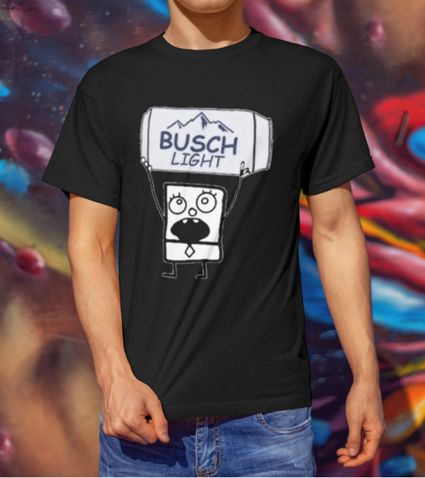 Doodlebob Holding Busch Light Can T-Shirt