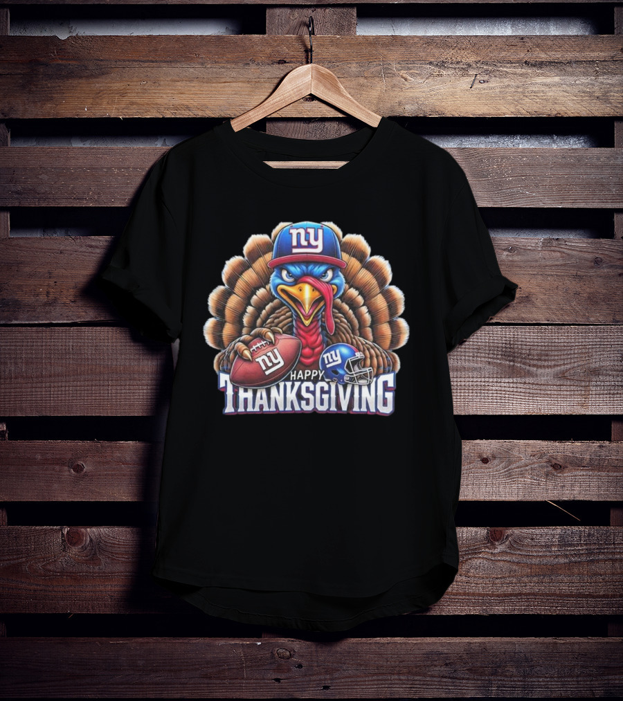 New York Giants Happy Thanksgiving Football Turkey T-Shirt