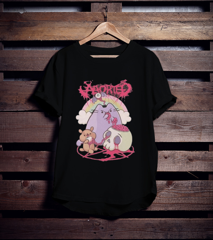 Indiemerch Store Aborted Cute Cat With Teddy And Skull Nomnom T-Shirt
