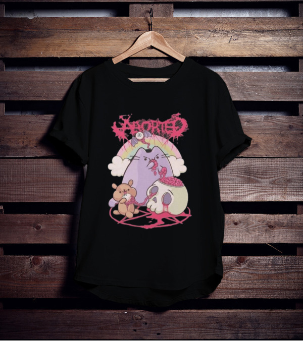 Indiemerch Store Aborted Cute Cat With Teddy And Skull Nomnom T-Shirt