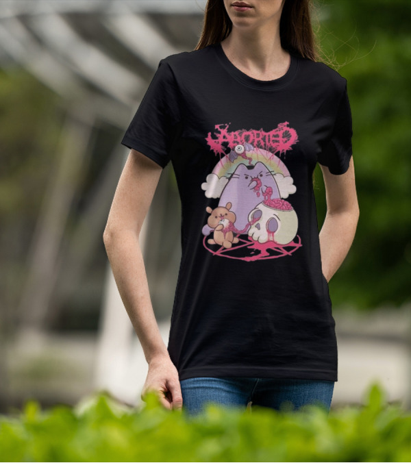 Indiemerch Store Aborted Cute Cat With Teddy And Skull Nomnom T-Shirt