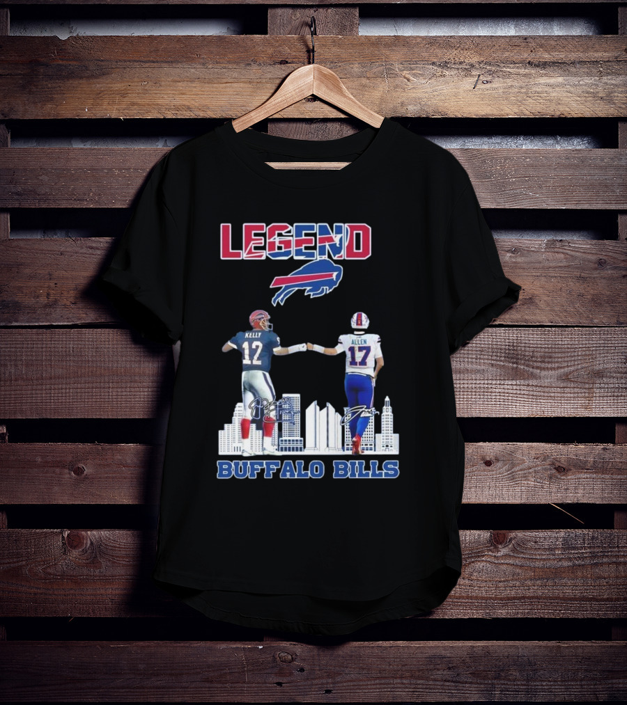 Legend Buffalo Bills Kelly 12 Allen 17 Signatures T-Shirt