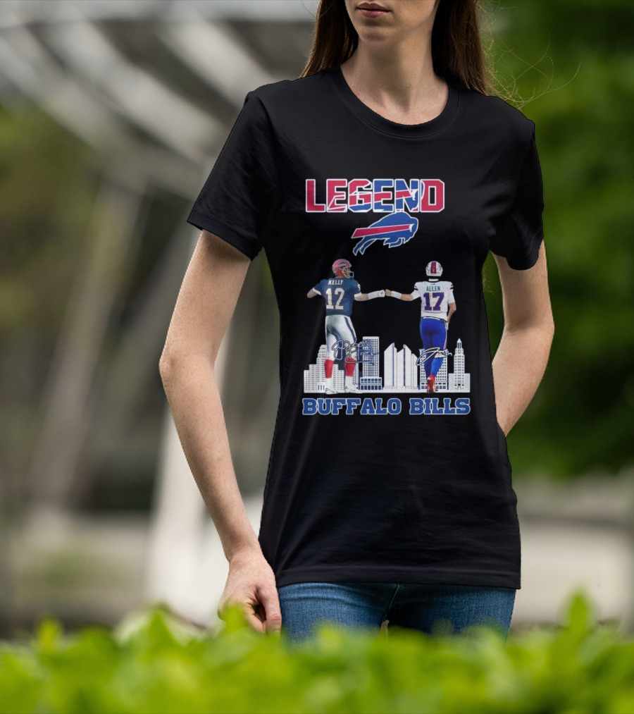 Legend Buffalo Bills Kelly 12 Allen 17 Signatures T-Shirt