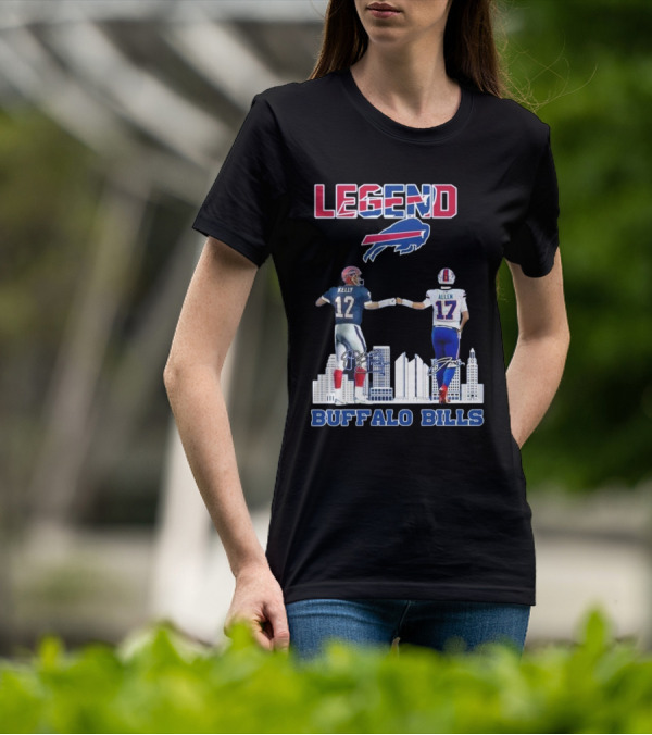 Legend Buffalo Bills Kelly 12 Allen 17 Signatures T-Shirt
