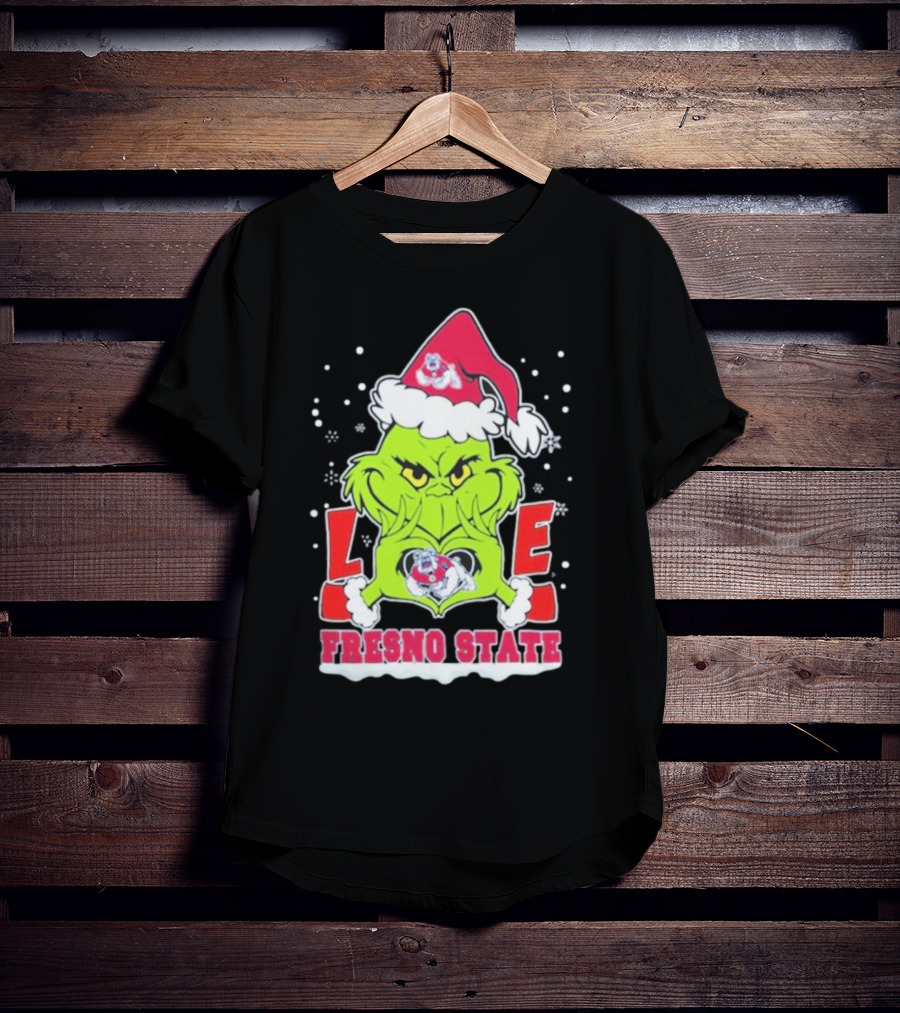 The Grinch Love Fresno State Bulldogs Christmas T-Shirt