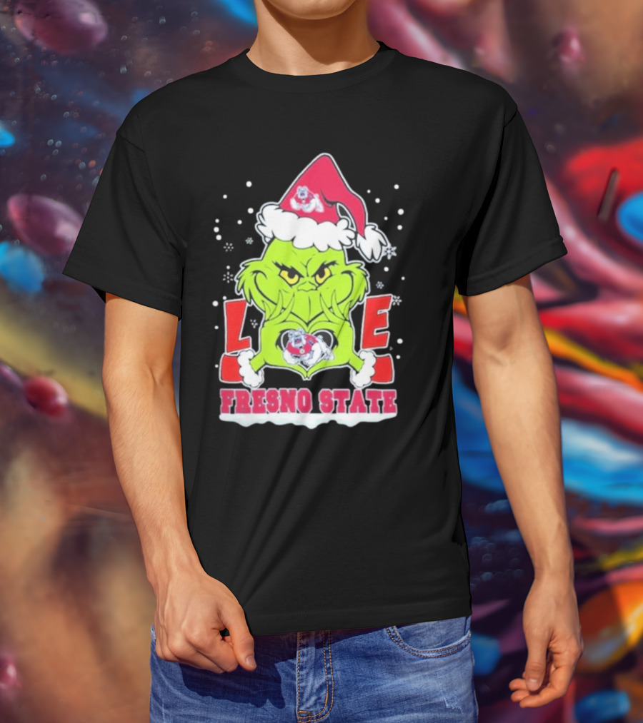 The Grinch Love Fresno State Bulldogs Christmas T-Shirt