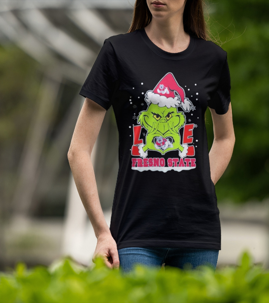 The Grinch Love Fresno State Bulldogs Christmas T-Shirt