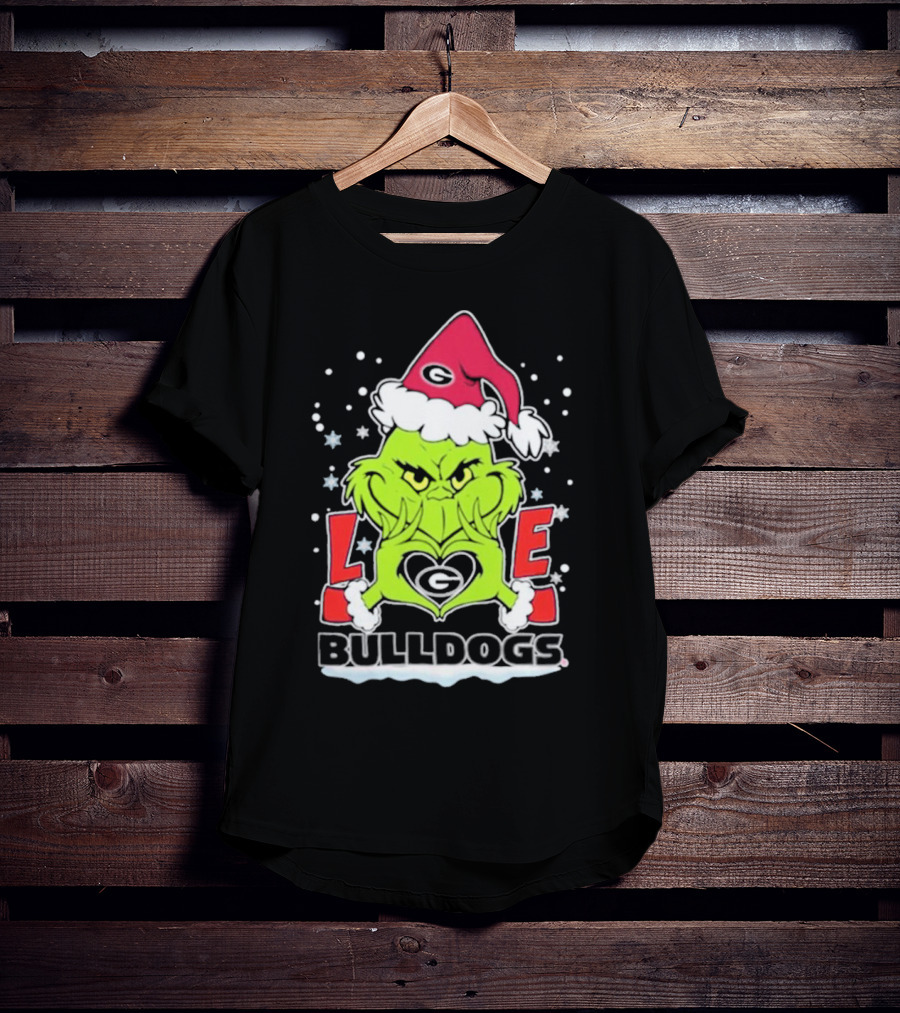The Grinch Love Georgia Bulldogs Christmas Football T-Shirt