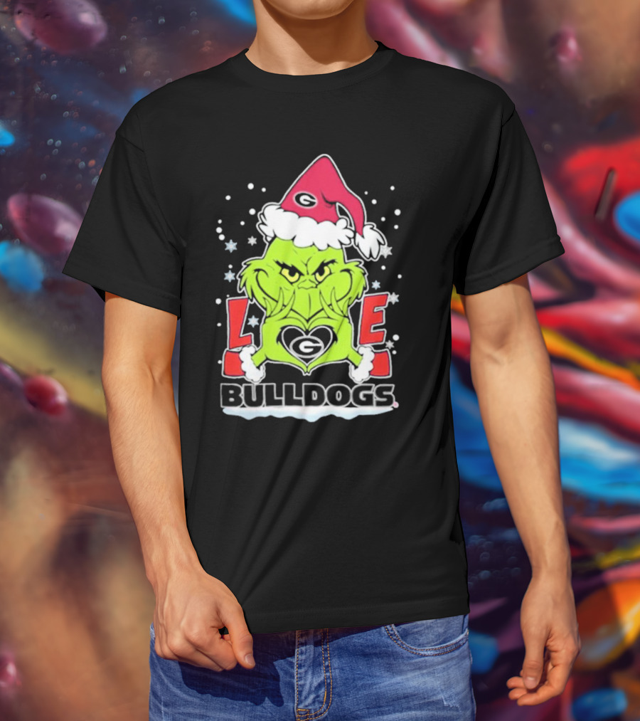 The Grinch Love Georgia Bulldogs Christmas Football T-Shirt