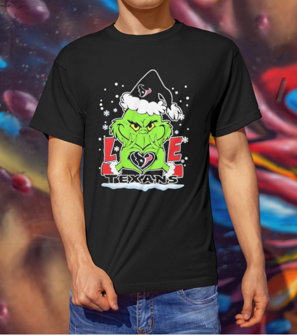The Grinch Love Houston Texans Football Christmas T-Shirt