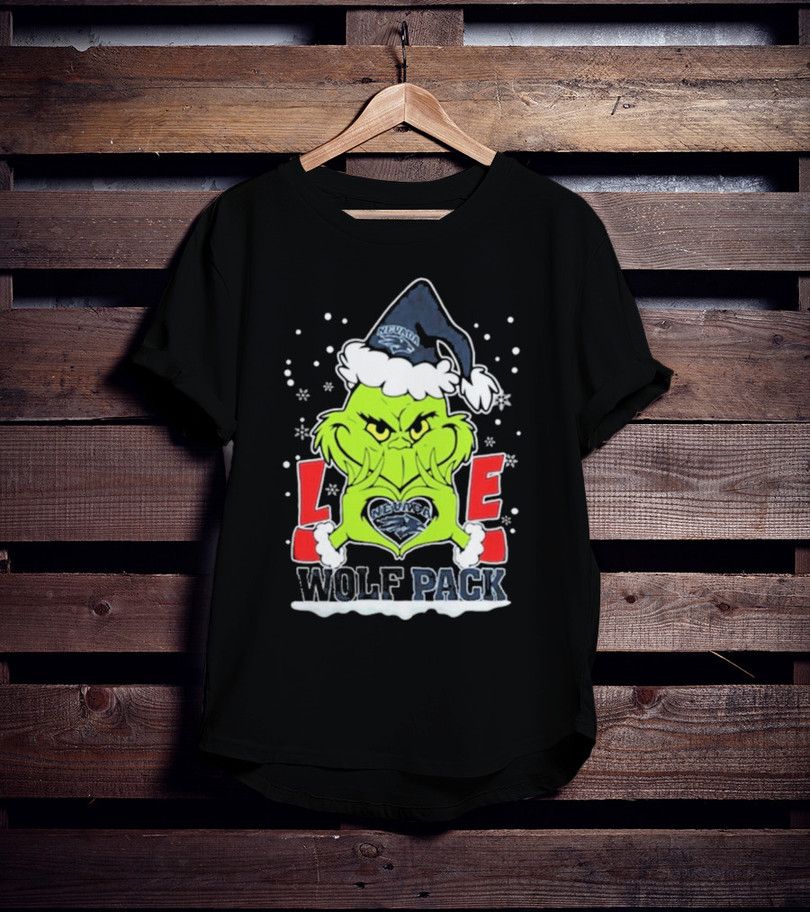 The Grinch Love Nevada Wolf Pack Football Christmas T-Shirt