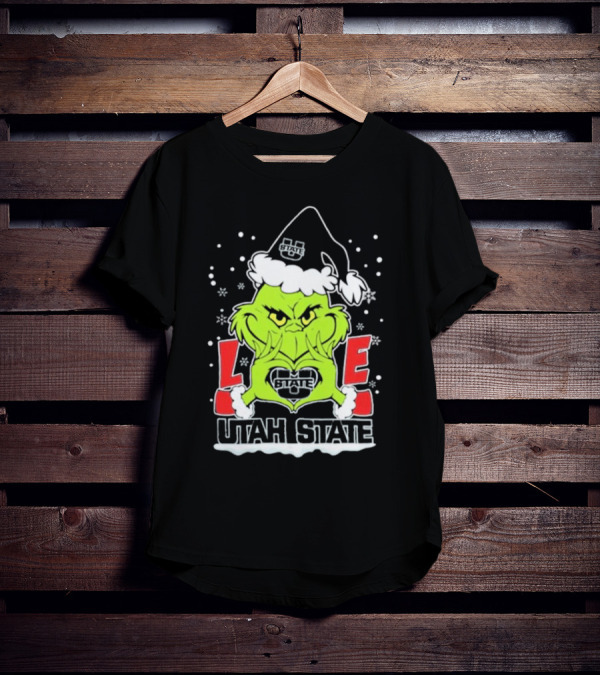 The Grinch Love Utah State Aggies Football Christmas T-Shirt