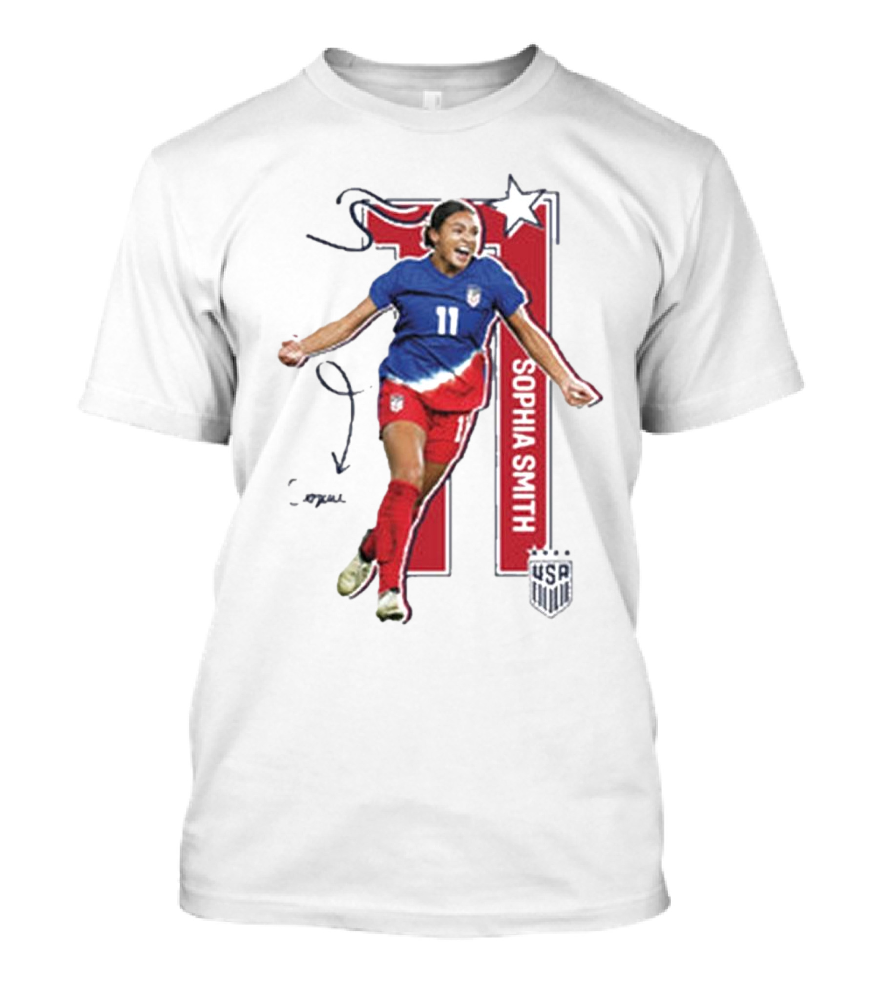 USWNT Sophia Smith 11 USA Signature T-Shirt
