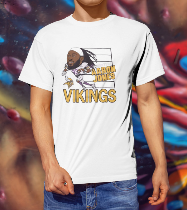 Vikings Showtyme Aaron Jones Football Cartoon Running T-Shirt