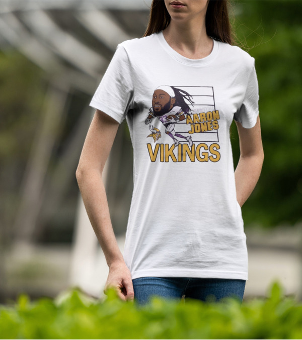 Vikings Showtyme Aaron Jones Football Cartoon Running T-Shirt