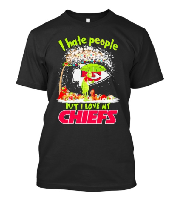 I Hate People But I Love My Chiefs Grinch And Max Kansas City Chiefs Christmas T-Shirt