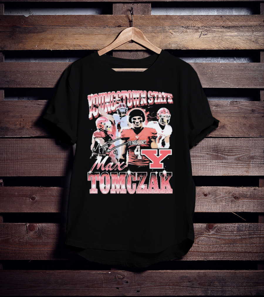 Youngstown State Penguins Max Tomczak Signature 90s Style Football T-Shirt