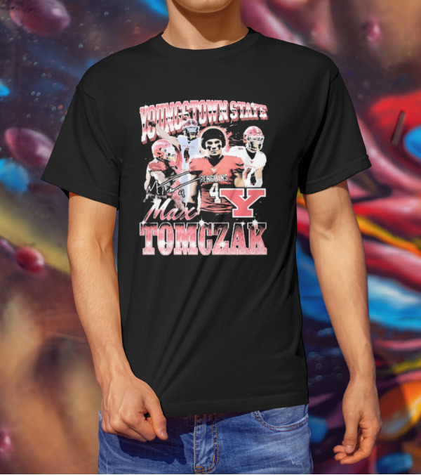 Youngstown State Penguins Max Tomczak Signature 90s Style Football T-Shirt