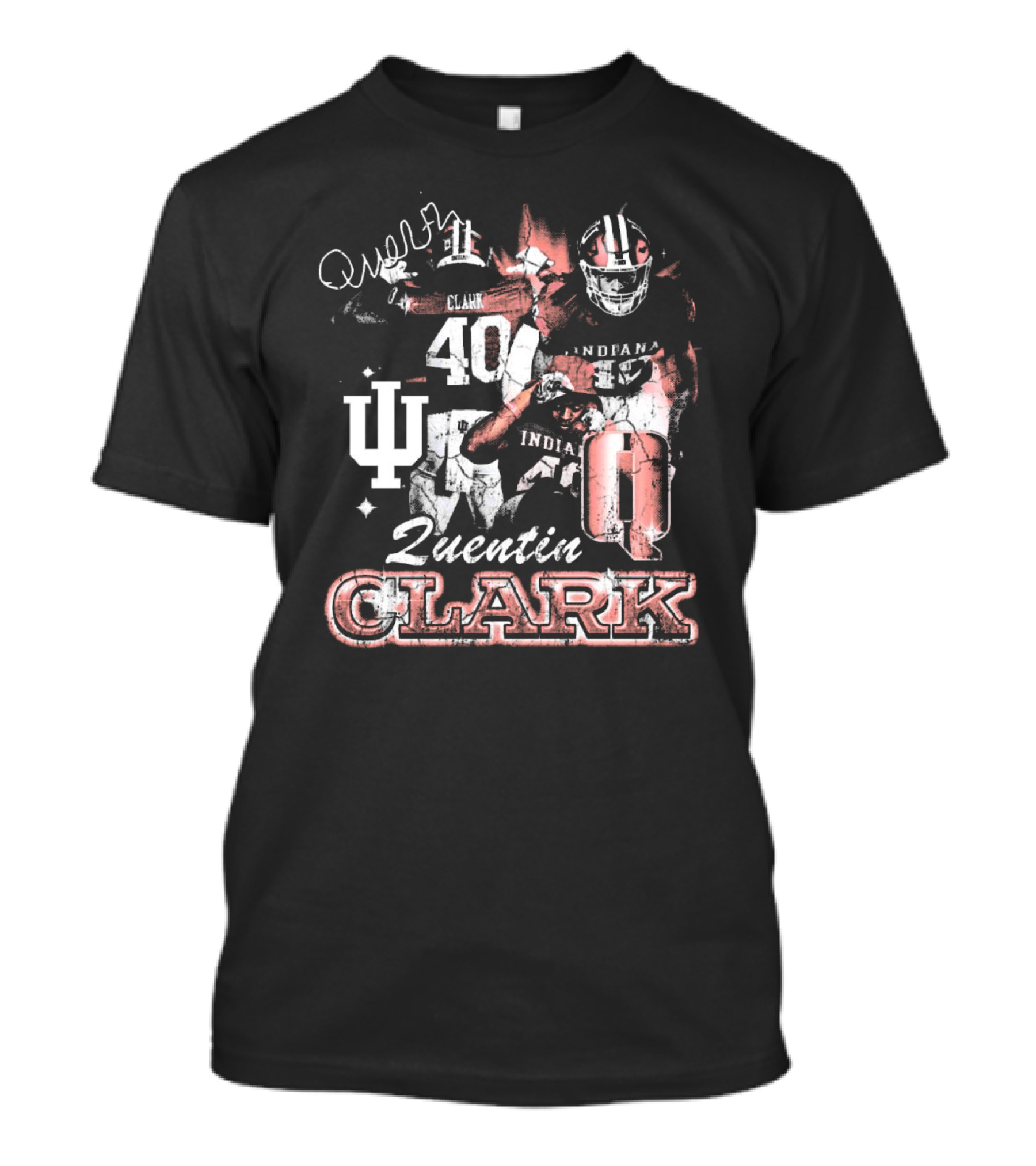 Quentin Clark Indiana Hoosiers 40 Football IU Vintage 90s Style Football Collage T-Shirt