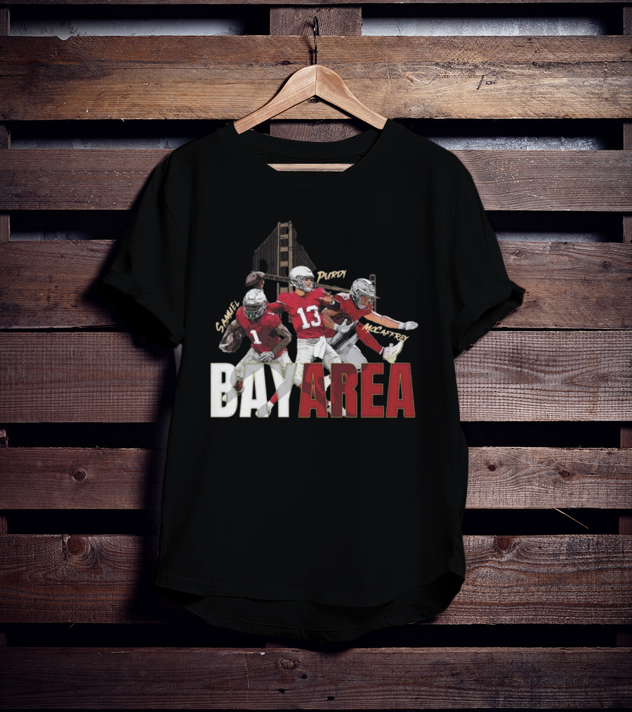 Sammel Purdy McCaffrey San Francisco 49ers Bay Area NFL Trio Football T-Shirt