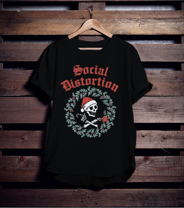 Social Distortion Santa Skelly Holiday Wreath T-Shirt