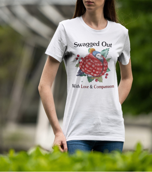 Swagged Out With Love And Compassion Pigeon In Cozy Jacket With Berries And Leaves T-Shirt