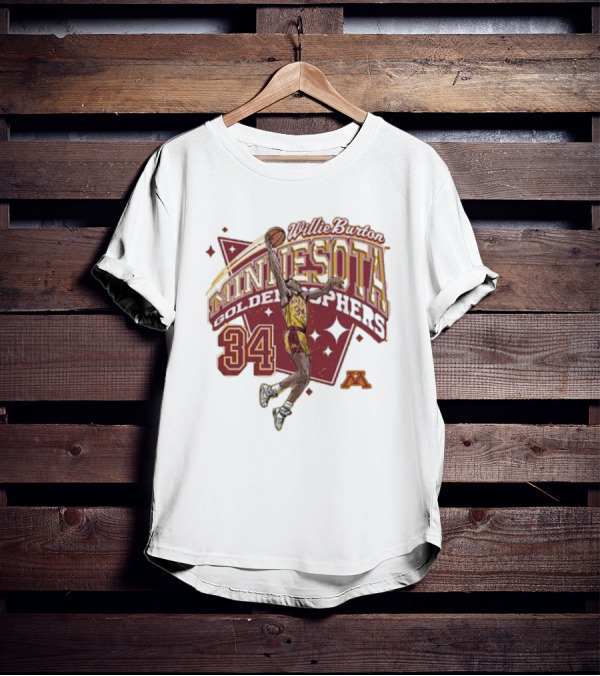 Willie Burton No 34 Minnesota Golden Gophers Basketball Skyhook T-Shirt