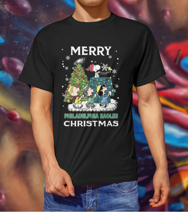 Merry Philadelphia Eagles Christmas Snoopy And Friends T-Shirt