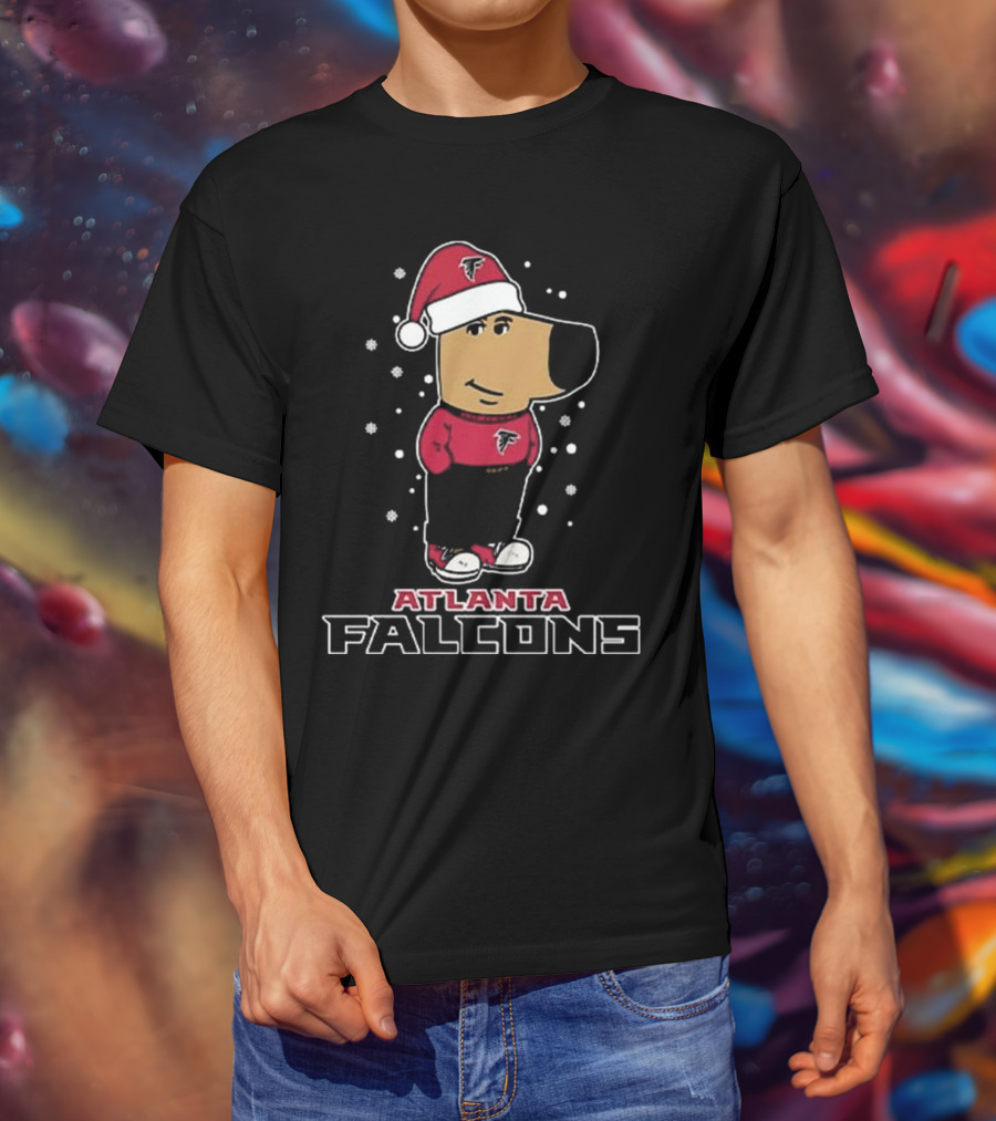 Atlanta Falcons Christmas Chill Guy In Santa Hat T-Shirt