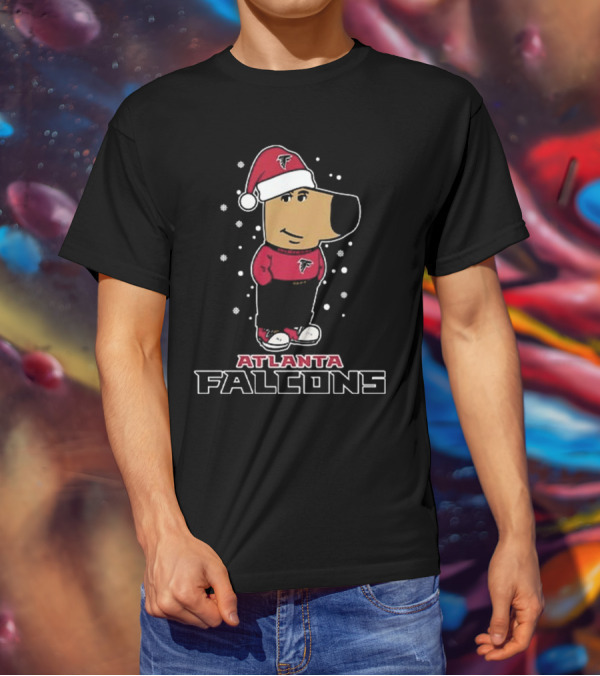 Atlanta Falcons Christmas Chill Guy In Santa Hat T-Shirt