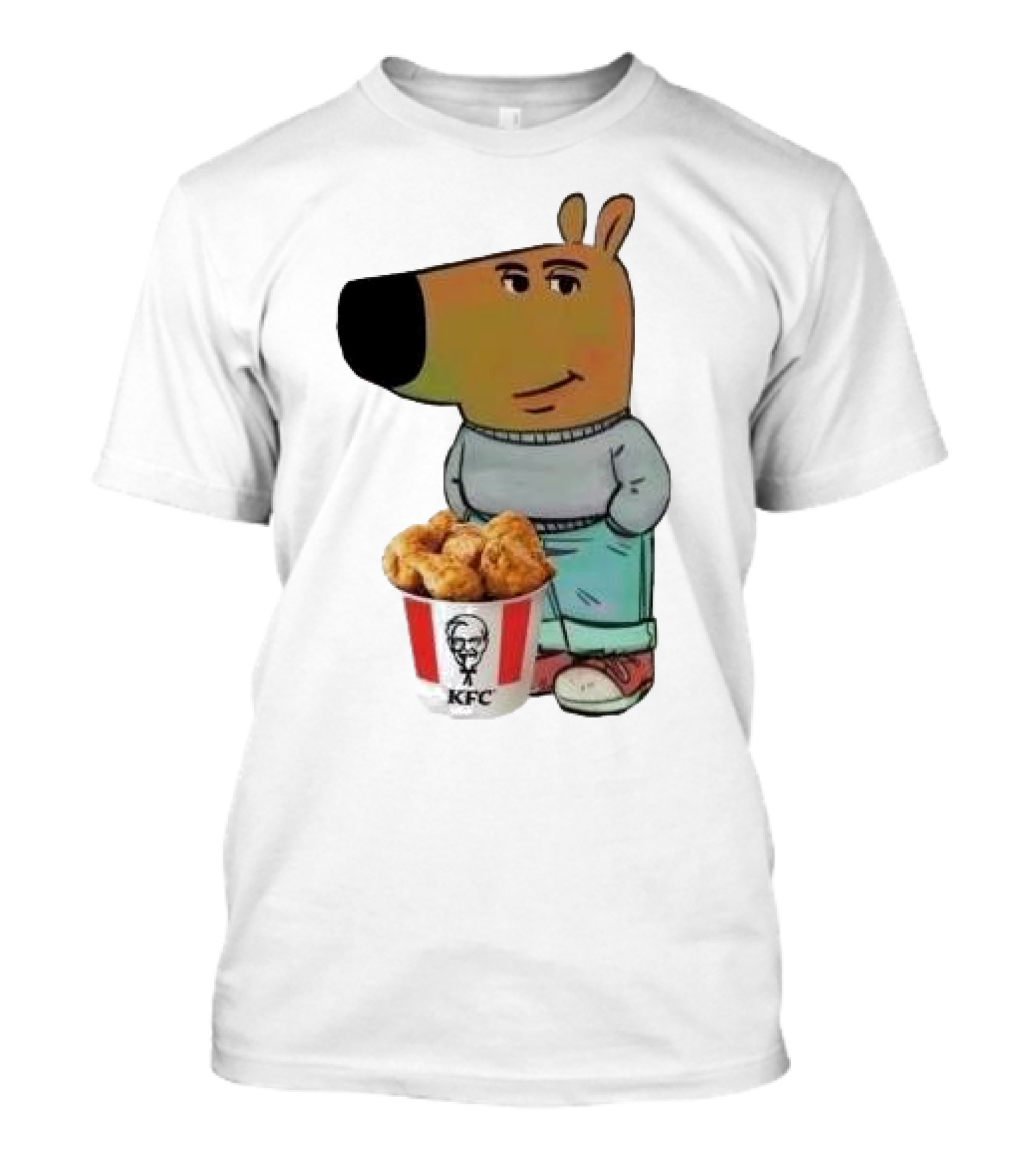 Chill Guy Dog Smiling With KFC Bucket T-Shirt