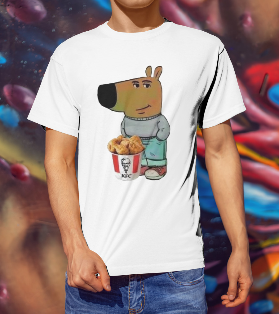 Chill Guy Dog Smiling With KFC Bucket T-Shirt