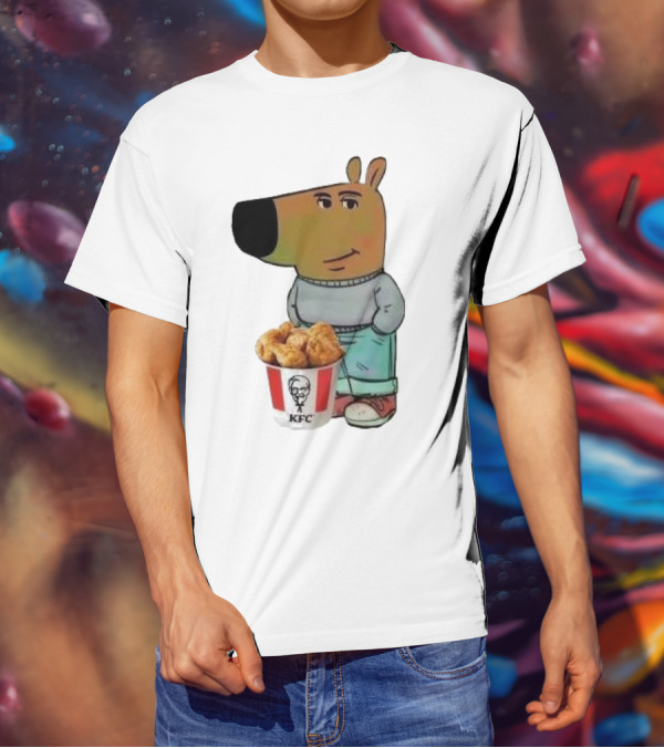 Chill Guy Dog Smiling With KFC Bucket T-Shirt