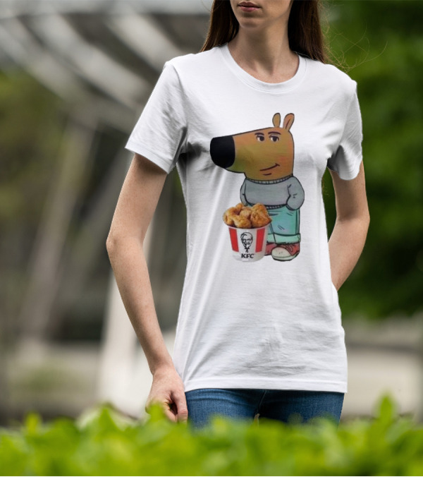 Chill Guy Dog Smiling With KFC Bucket T-Shirt