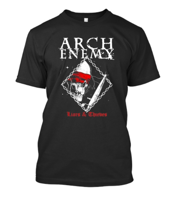 Arch Enemy Skull With Bandana, Knife, And Chains Liars And Thieves T-Shirt