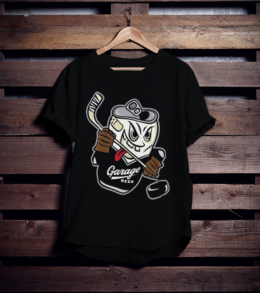 Garage Beer Can Hockey Player T-Shirt