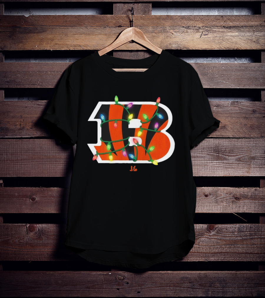 Cincinnati Bengals B Logo With Holiday Lights T-Shirt