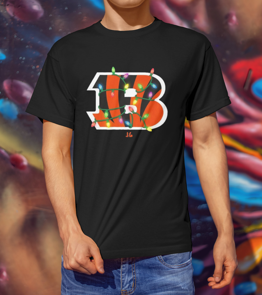 Cincinnati Bengals B Logo With Holiday Lights T-Shirt