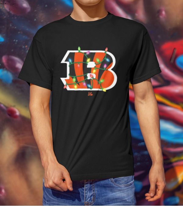 Cincinnati Bengals B Logo With Holiday Lights T-Shirt