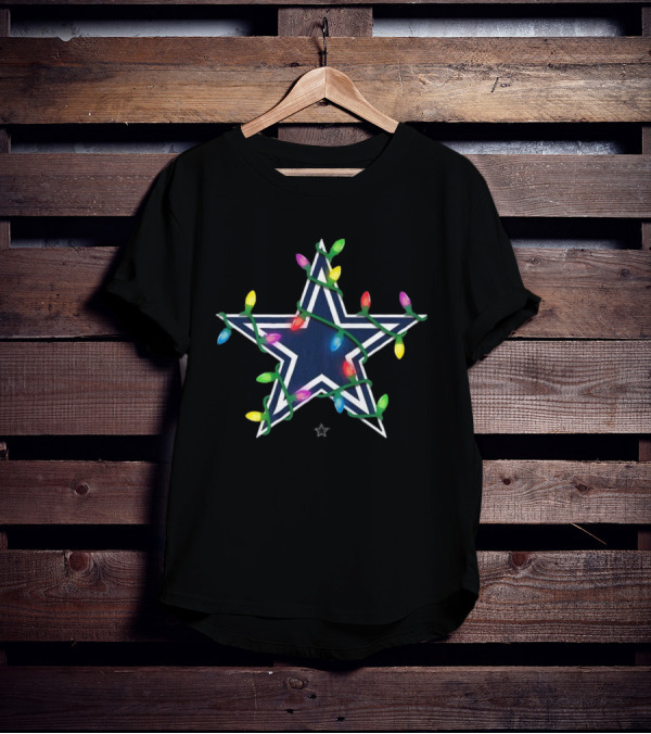 Dallas Cowboys Star With Holiday Lights T-Shirt