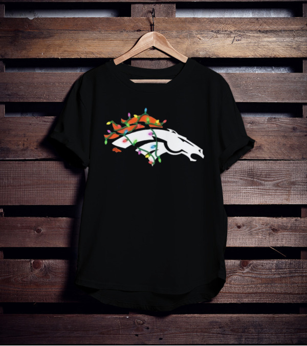 Denver Broncos Holiday Lights Logo T-Shirt