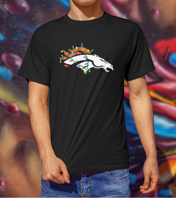 Denver Broncos Holiday Lights Logo T-Shirt