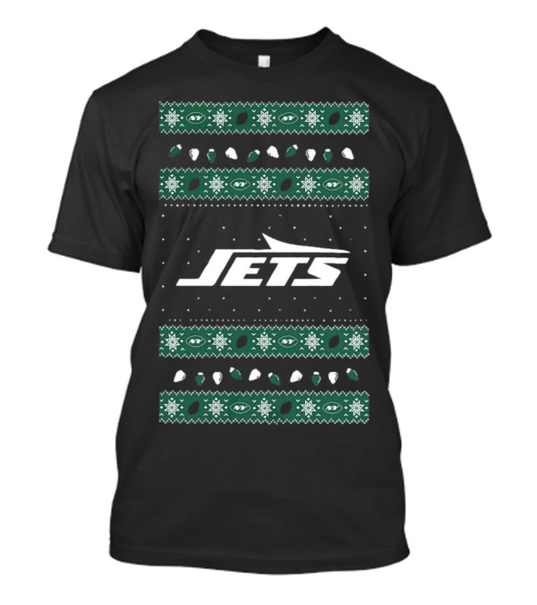 New York Jets Ugly Holiday Lights T-Shirt