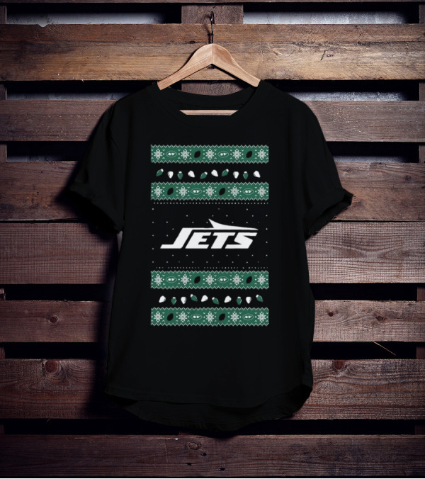 New York Jets Ugly Holiday Lights T-Shirt