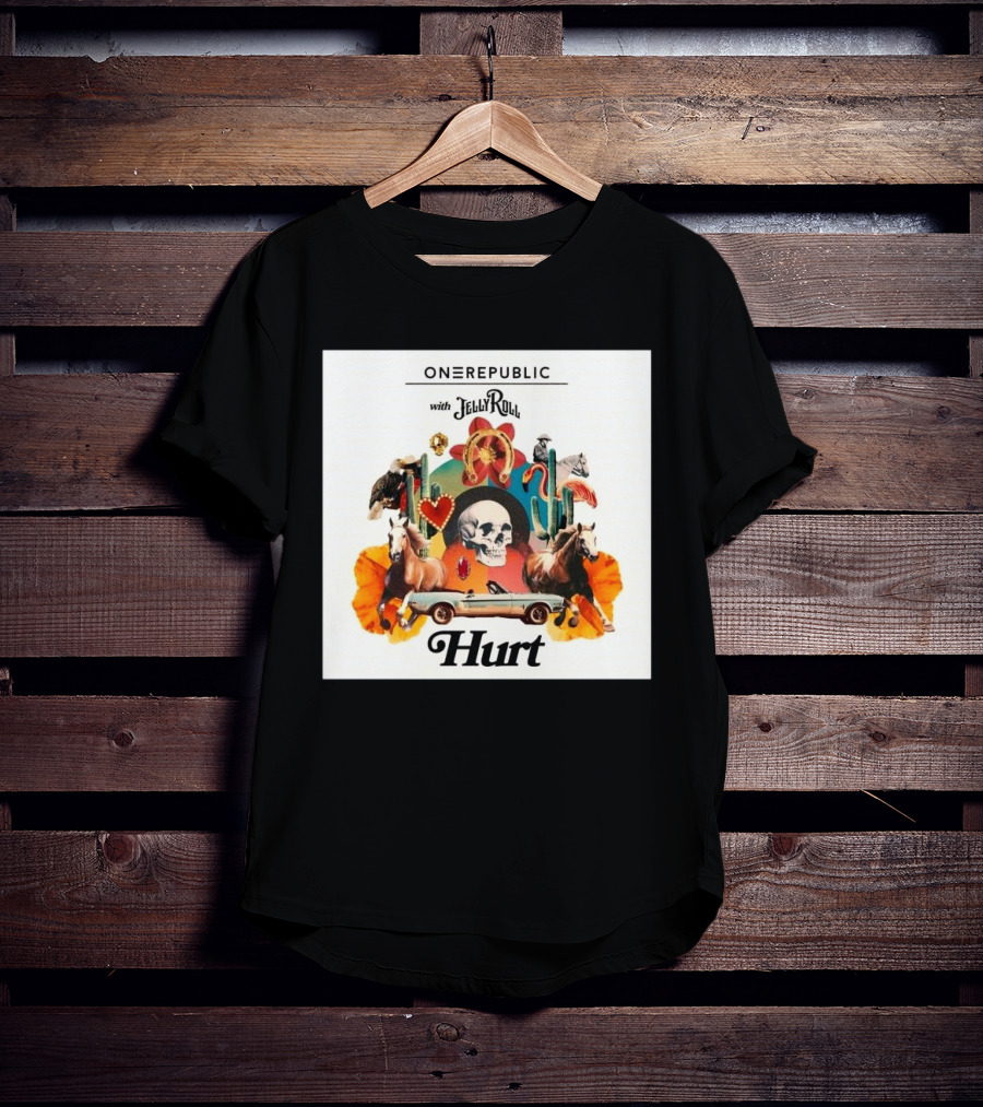 ONEREPUBLIC With JELLY ROLL Hurt Retro Collage Of Horses And Cactus T-Shirt