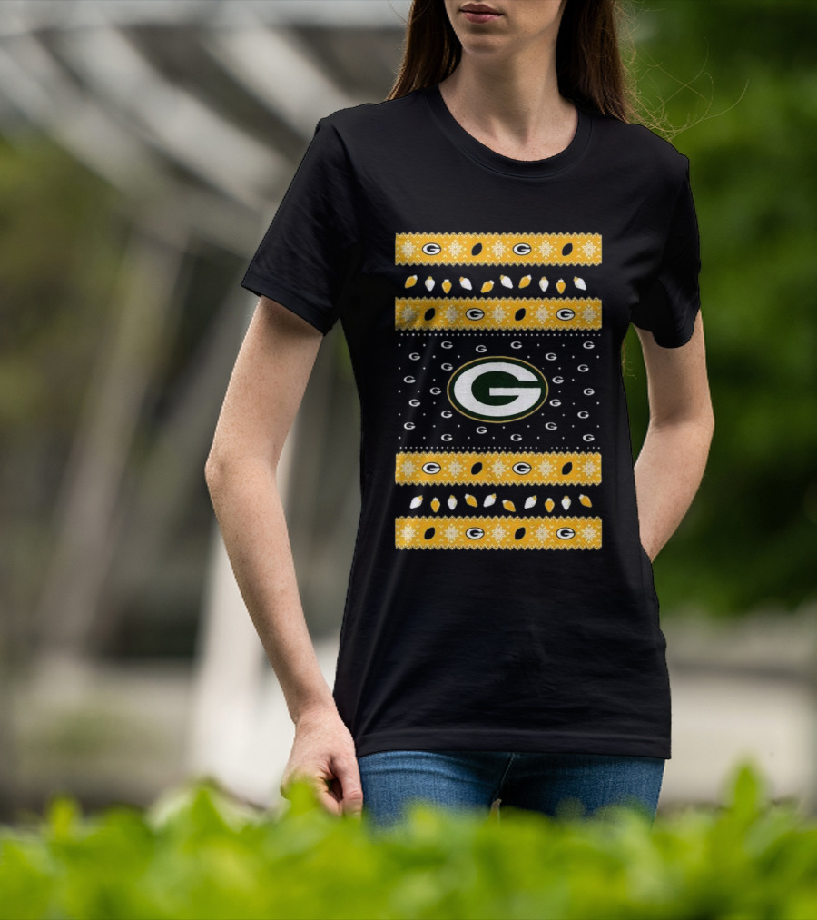 Green Bay Packers Holiday Lights Ugly Sweater T-Shirt